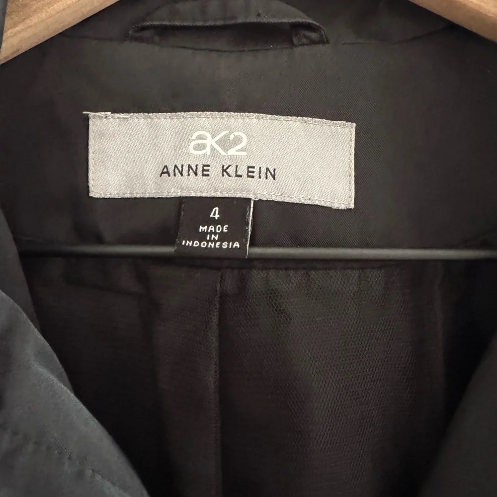 Anne Klein Classic Black Trench Coat - Picture 2 of 3